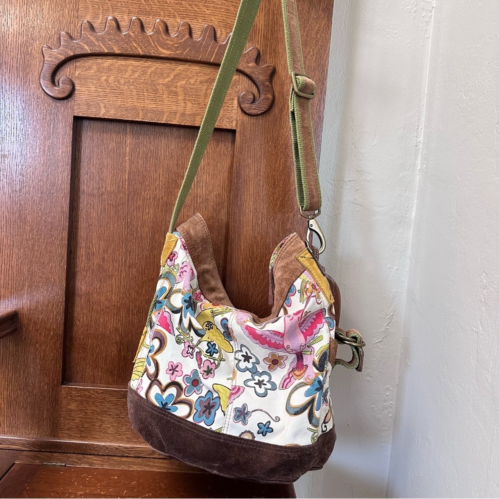 Lucky Brand Floral Patterned Canvas and Suede Tote Bag - Picture 2 of 16